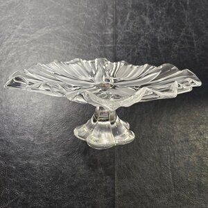 Mikasa Round Compote Tulips Satin Frosted Glass Pedestal Footed Compote